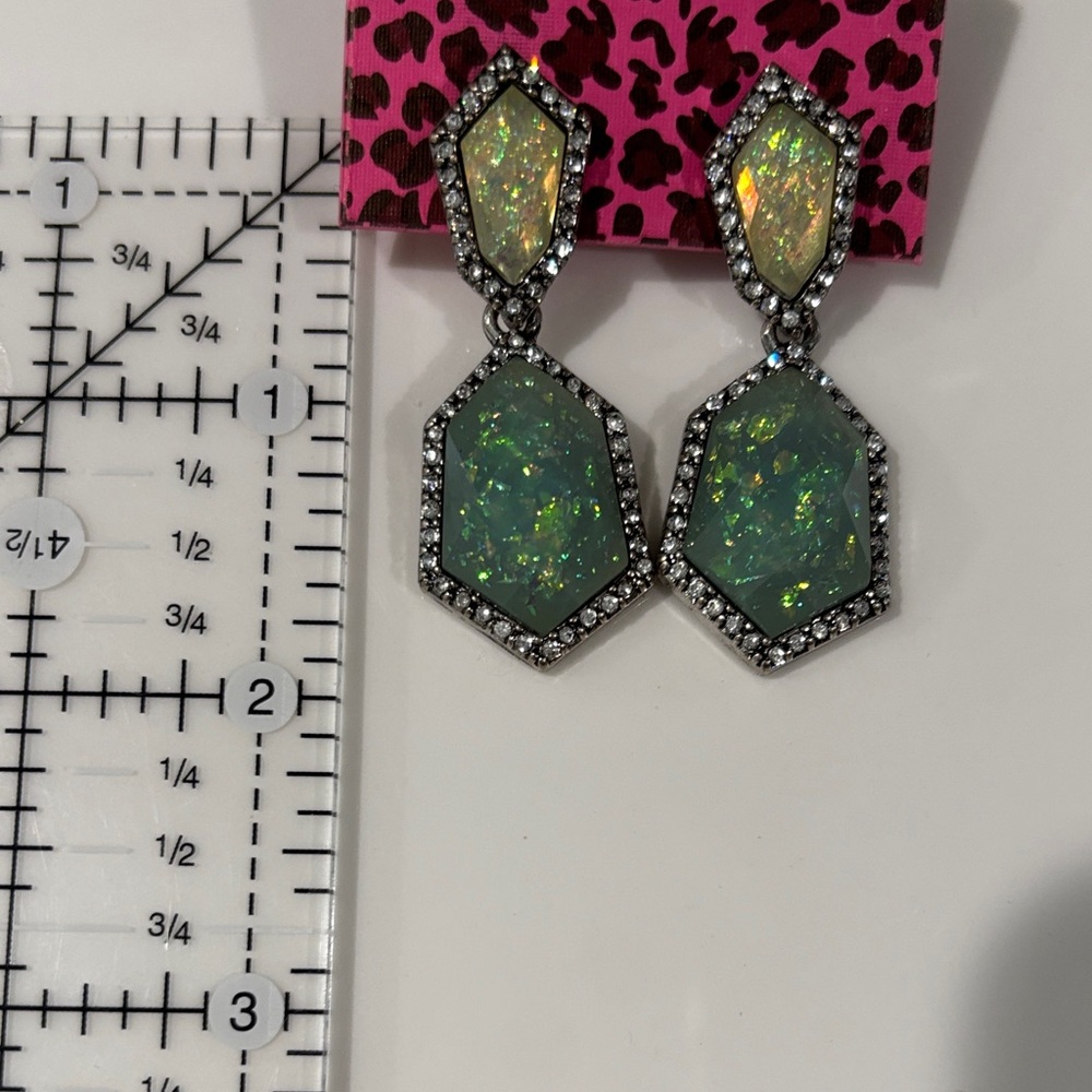 Elegant Green and Silver Drop Earrings